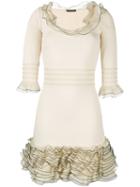 Alexander Mcqueen Ruffled Knit Mini Dress, Women's, Size: Xs, Nude/neutrals, Viscose/polyester/silk