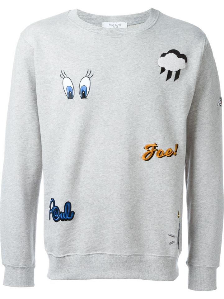 Paul & Joe Looney Tunes Embroidered Sweatshirt, Men's, Size: Xl, Grey, Cotton