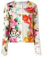 Blumarine Floral Print Twinset Cardigan And Vest, Women's, Size: 44, Viscose/spandex/elastane