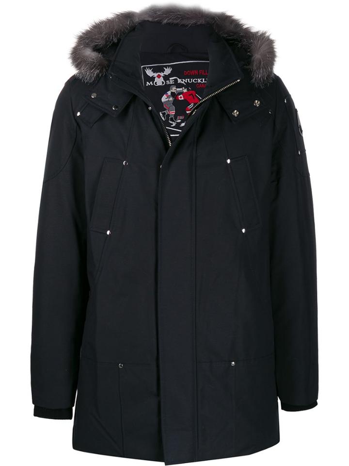 Moose Knuckles Hooded Down Jacket - Blue