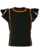 No Ka' Oi - Manu Frill Sleeve Sports Top - Women - Nylon/polyester/polyurethane/spandex/elastane - L, Black