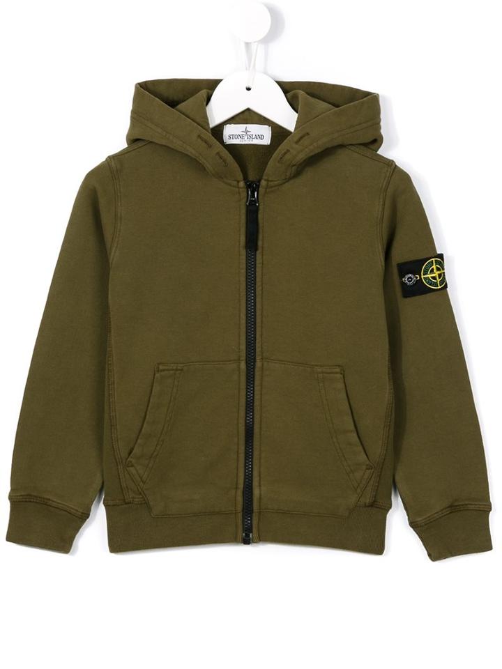 Stone Island Kids Zipped Hoodie, Boy's, Size: 10 Yrs, Green