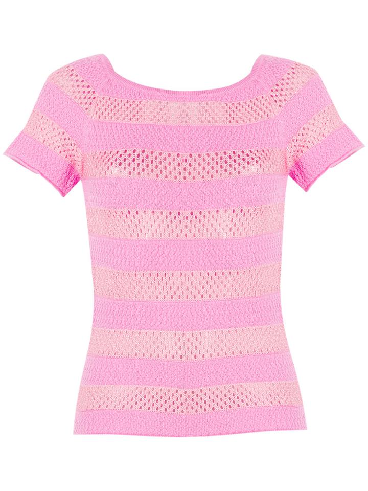 Moschino Striped Knitted Top - Pink & Purple