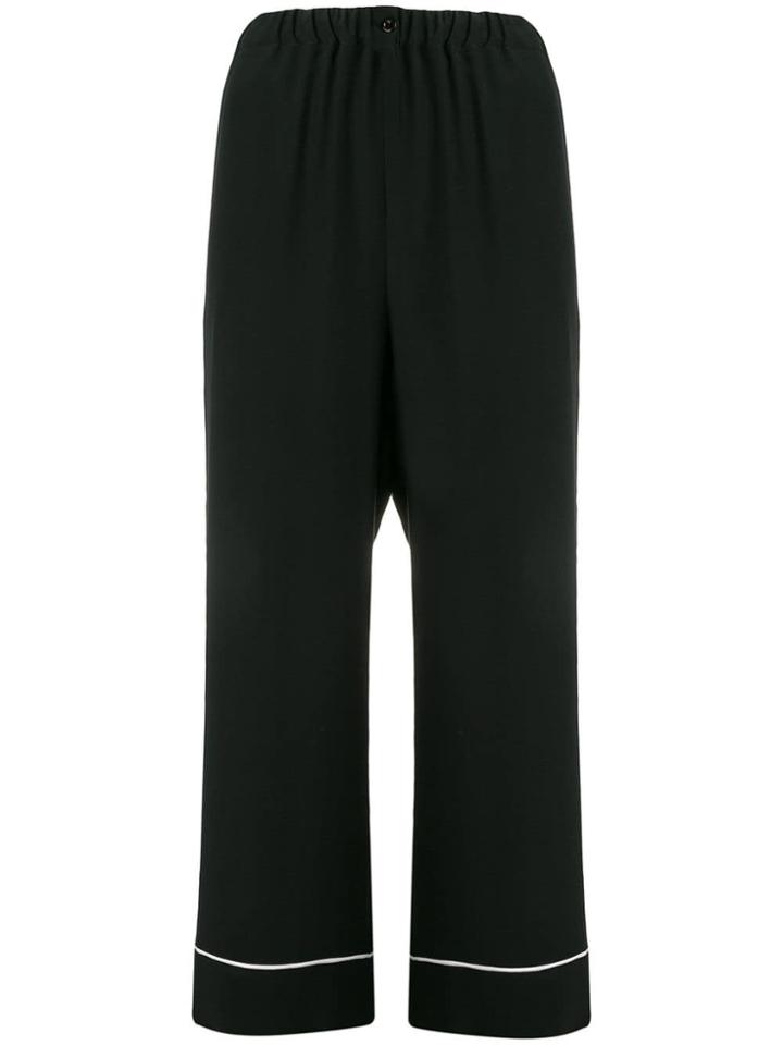 Fendi Contrast Piping Cropped Trousers - Black
