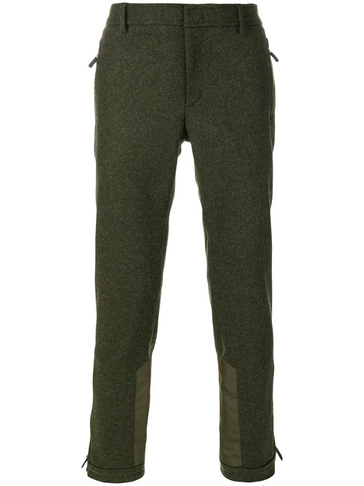 Moncler Grenoble Paneled Straight Leg Trousers - Green