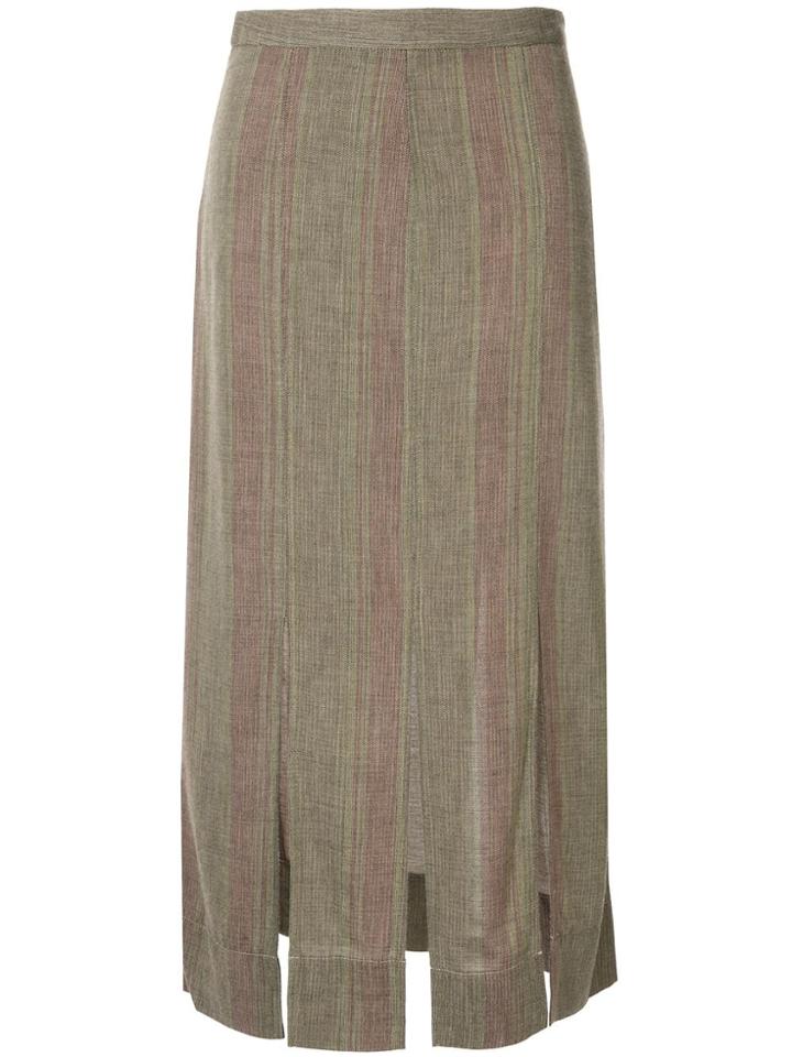 Bassike Stripe Gauze Pleat Skirt - Multicolour