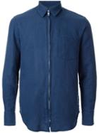 Venroy Zipped Shirt, Men's, Size: Medium, Blue, Linen/flax