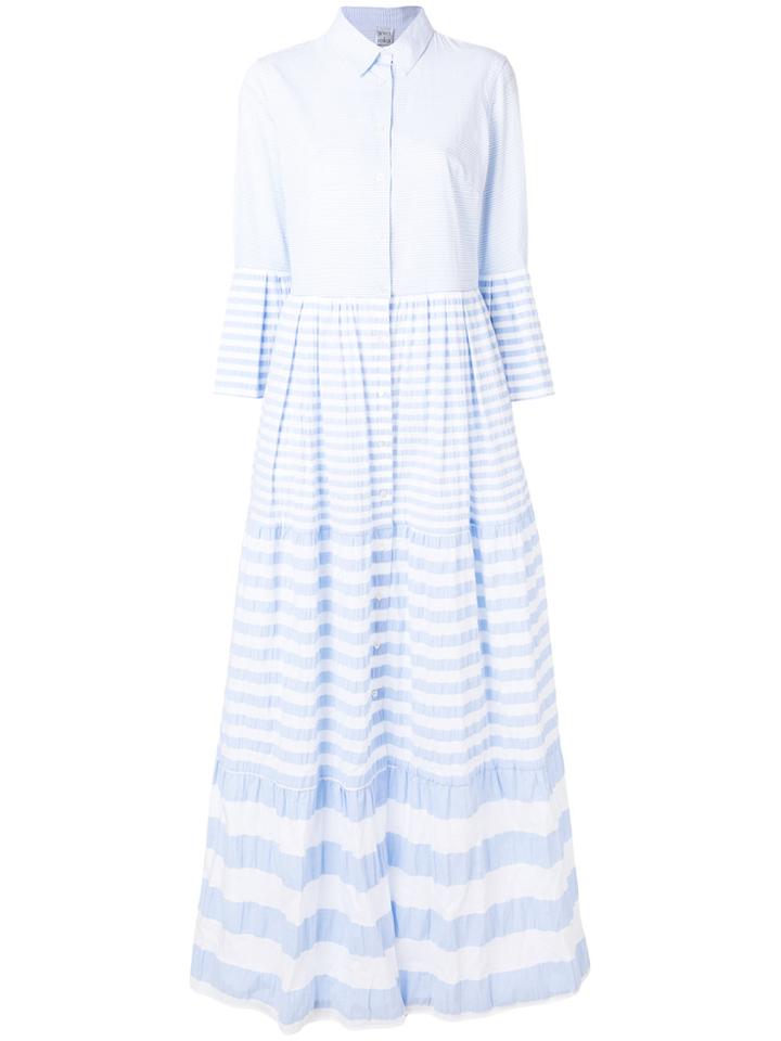 Sara Roka Stripe Contrast Shirt Dress - Blue