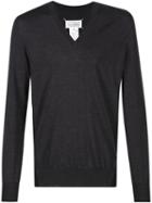 Maison Margiela V-neck Jumper, Men's, Size: Medium, Blue, Silk/wool