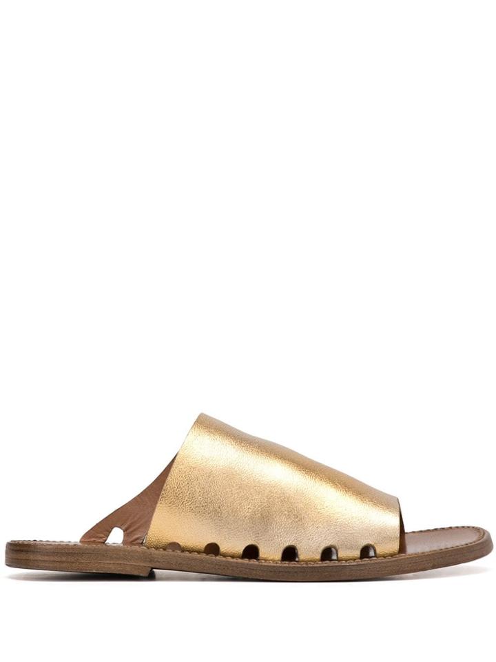 Silvano Sassetti Open Toe Loafers - Gold