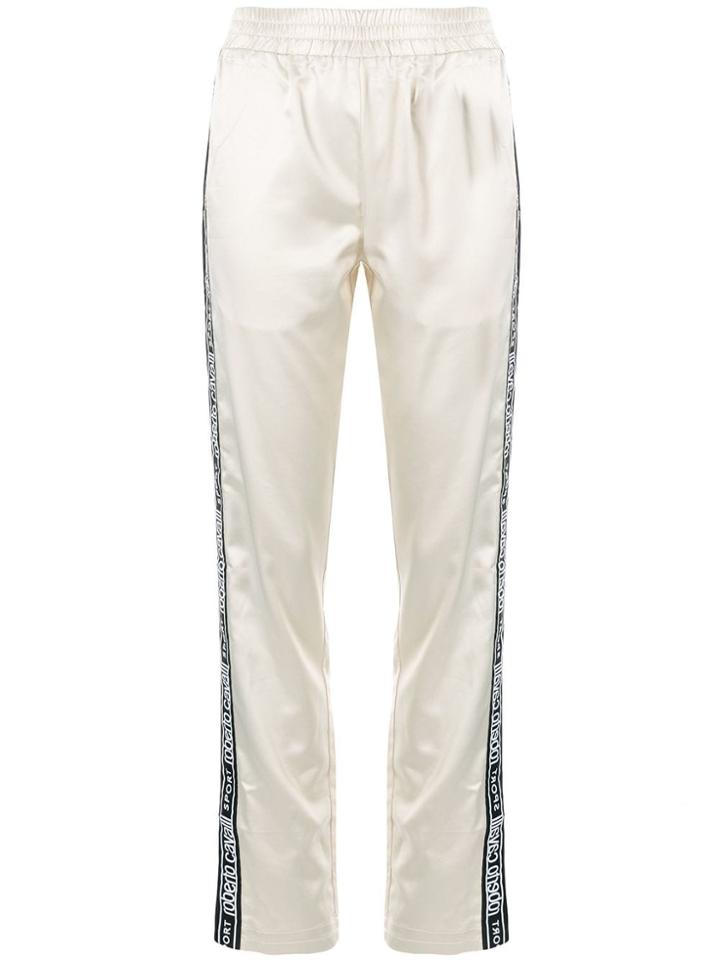 Roberto Cavalli Logo Stripe Track Pants - White