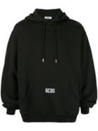 Gcds Logo Print Oversized Hoodie - Black