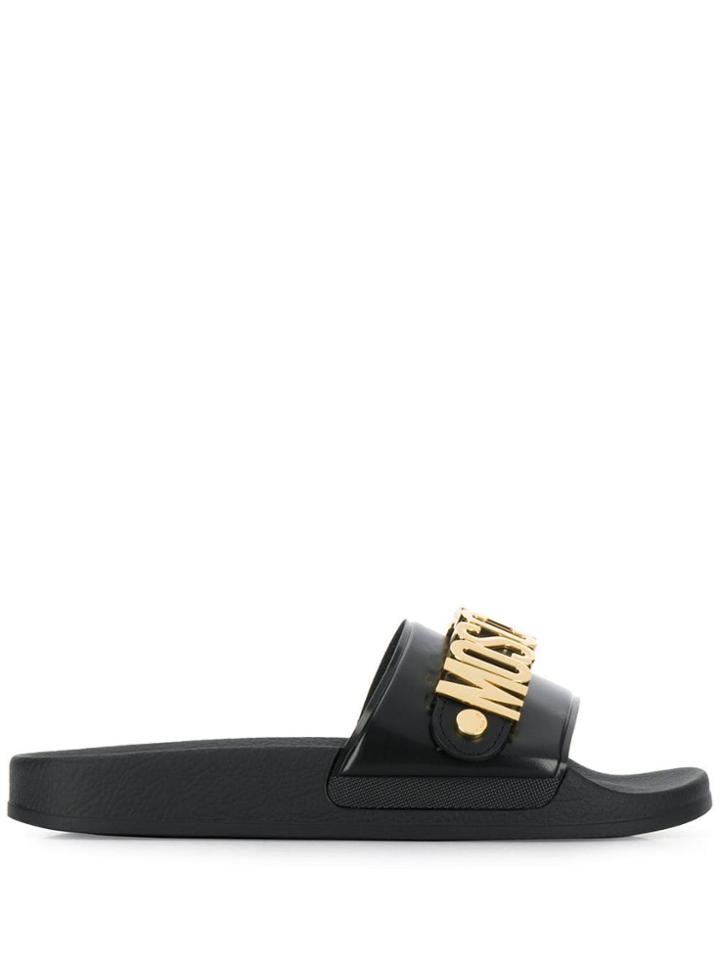 Moschino Letter Sliders - Black