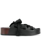 Chloé Flat Lace Tassel Sandals - Black