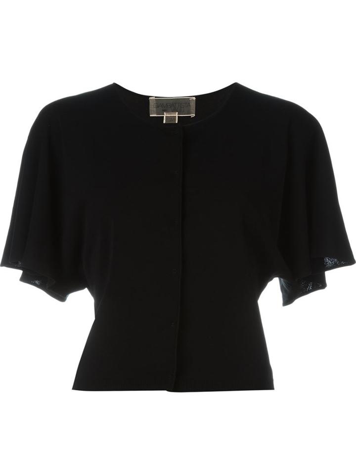 Giambattista Valli Flutter Sleeve Top, Women's, Size: 46, Black, Polyester/viscose