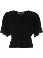 Giambattista Valli Flutter Sleeve Top, Women's, Size: 46, Black, Polyester/viscose