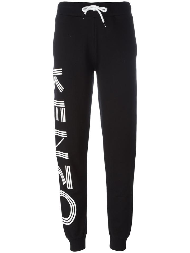 Kenzo Logo Print Track Pants, Women's, Size: Large, Black, Cotton