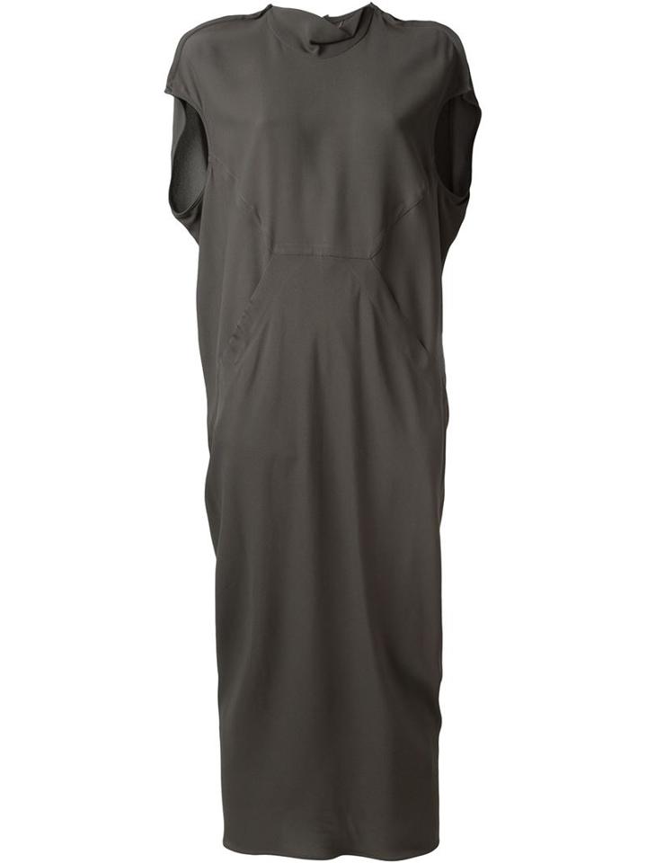 Rick Owens Draped Midi Dress, Women's, Size: 42, Grey, Viscose/acetate