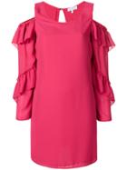 Patrizia Pepe Cold-shoulder Ruffle Sleeve Dress - Pink & Purple