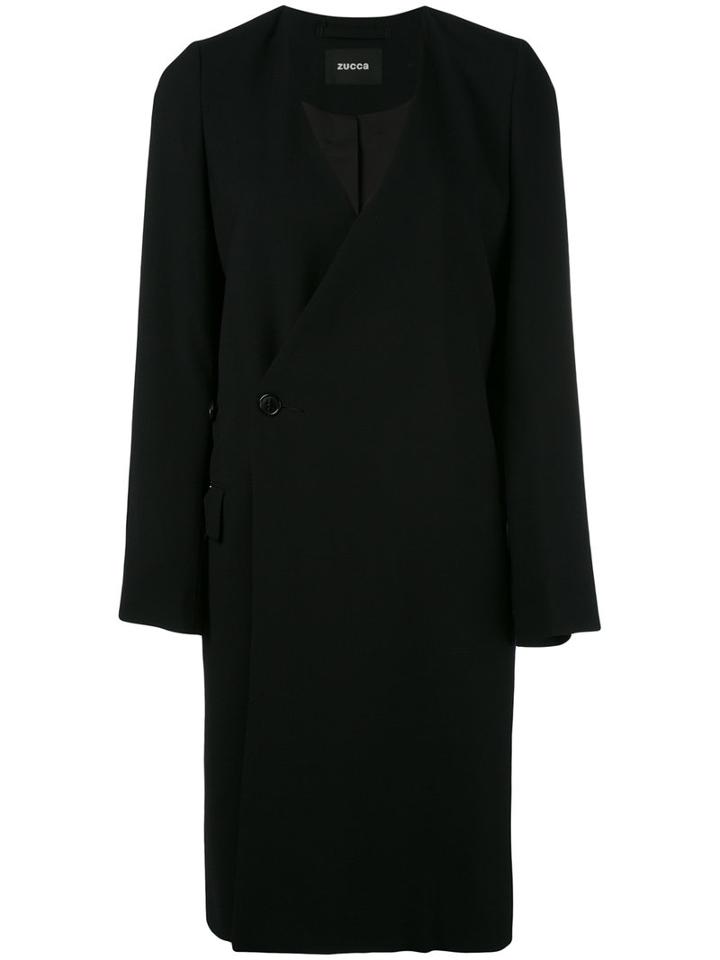 Zucca - Deep V-neck Coat - Women - Cupro/wool - 5, Blue, Cupro/wool