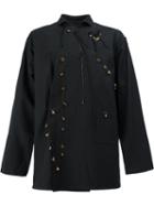 Yohji Yamamoto Charm Embellished Jacket, Men's, Size: 3, Black, Cotton/linen/flax