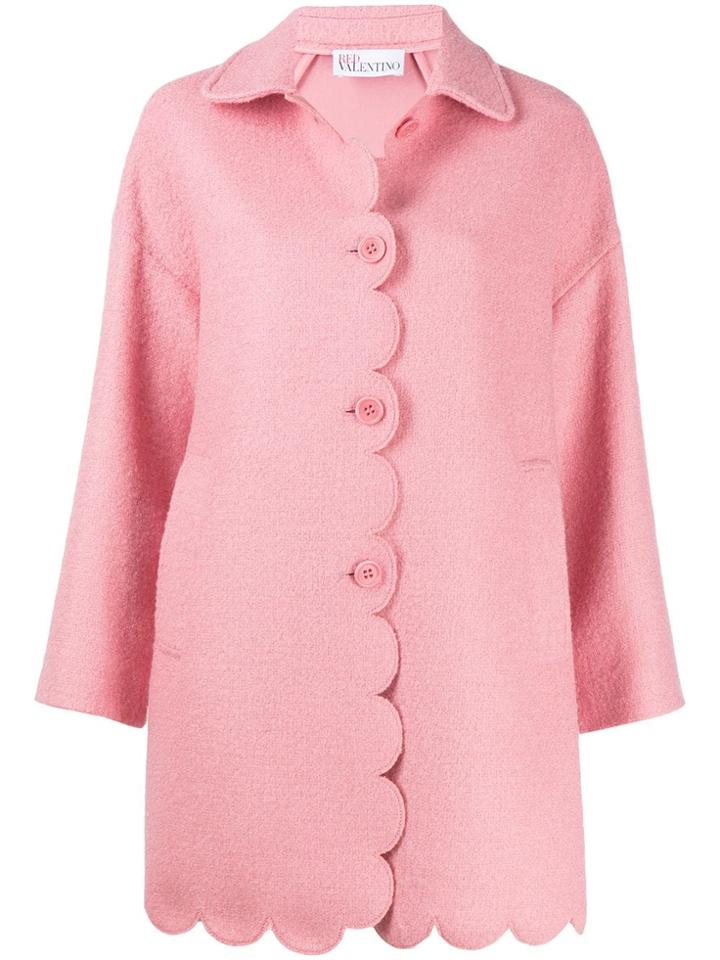 Red Valentino Scalloped Sing Breasted Coat - Pink