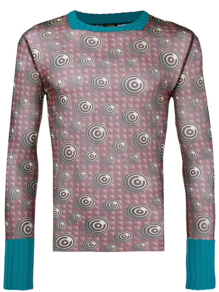 Jean Paul Gaultier Vintage Printed Sheer Top - Blue