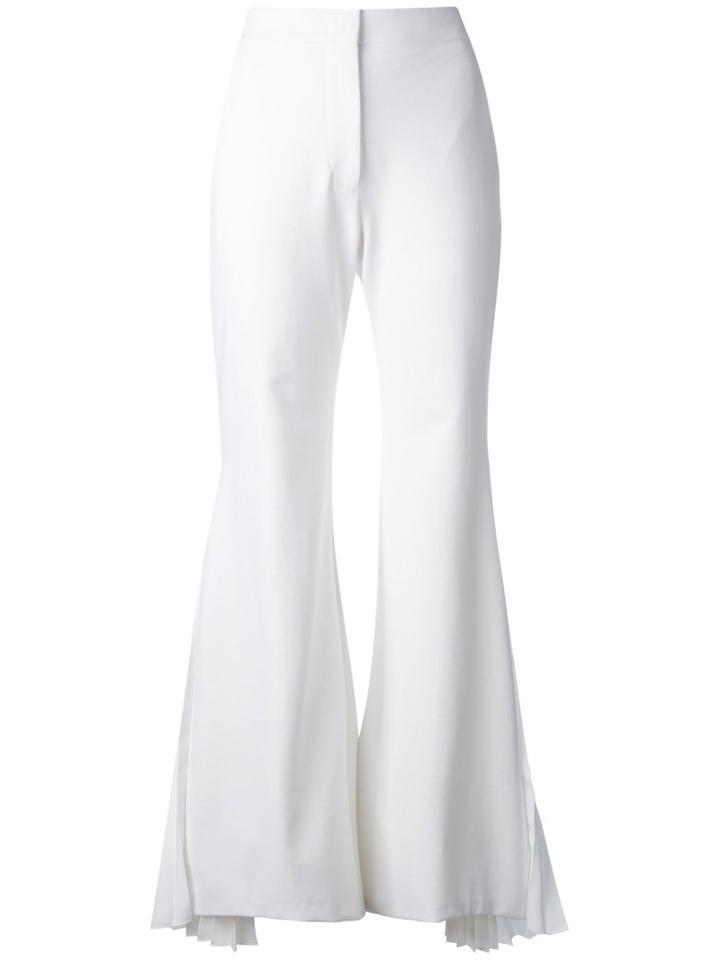 Sara Battaglia - Flared Tailored Trousers - Women - Cotton/polyamide/polyester/spandex/elastane - 42, White, Cotton/polyamide/polyester/spandex/elastane