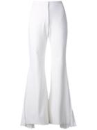 Sara Battaglia - Flared Tailored Trousers - Women - Cotton/polyamide/polyester/spandex/elastane - 42, White, Cotton/polyamide/polyester/spandex/elastane