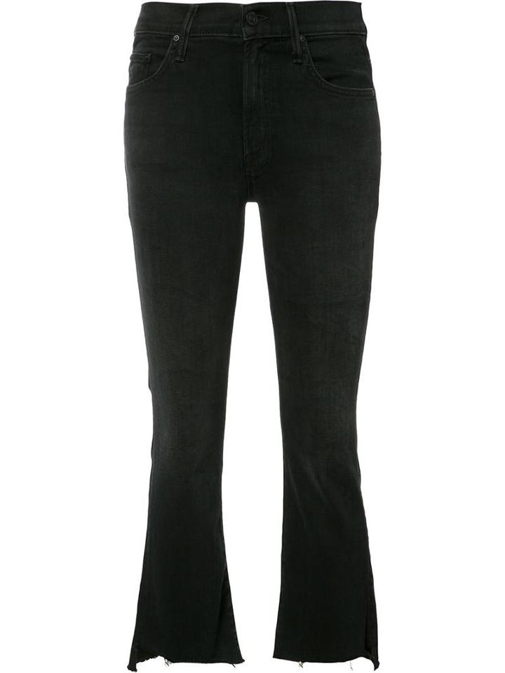 Mother Frayed Cropped Jeans, Women's, Size: 29, Black, Cotton/polyester/spandex/elastane