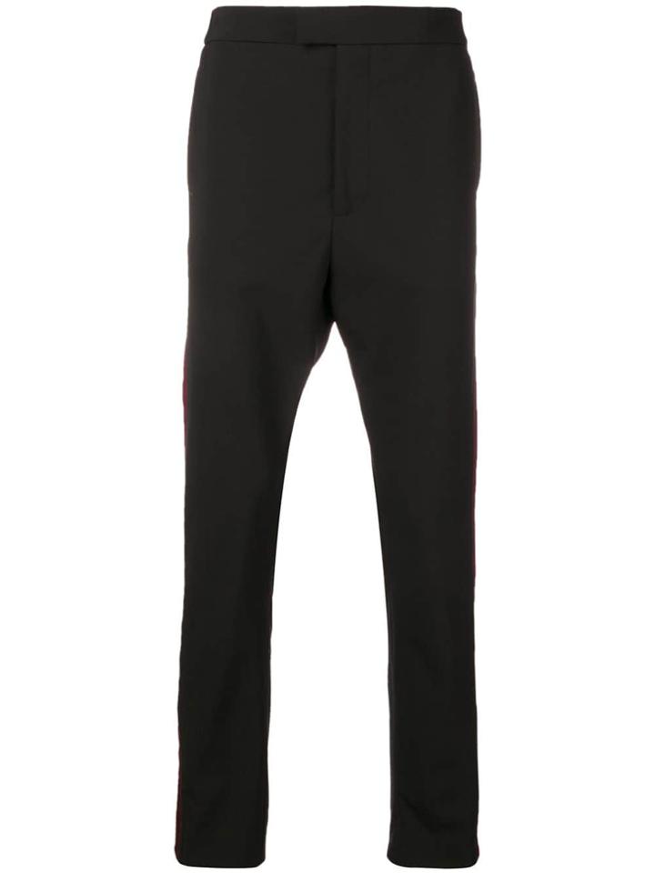 Les Hommes Studded Stripe Straight-leg Trousers - Black