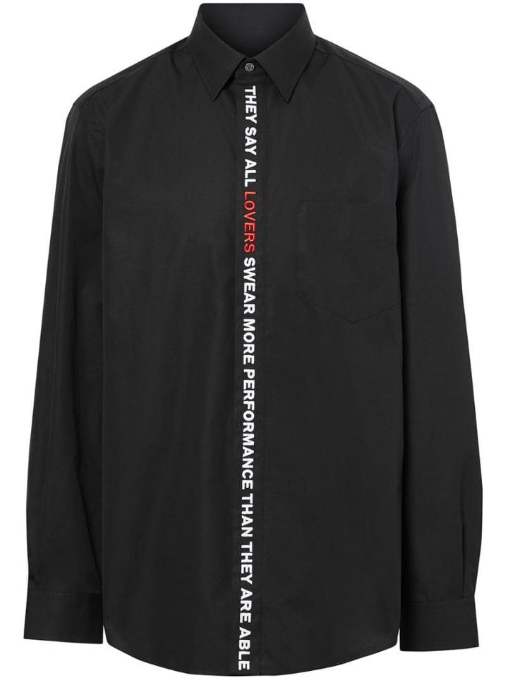 Burberry Classic Fit Quote Detail Shirt - Black