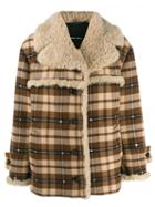 Miu Miu Checked Shearling Jacket - Neutrals
