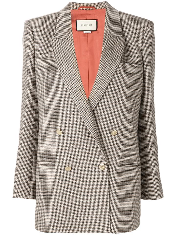 Gucci Spiritismo Appliqué Houndstooth Jacket - Brown