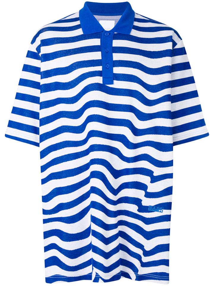 Napa By Martine Rose Wavy Stripe Polo Shirt - Blue