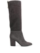 Sergio Rossi Knee Length Leather Boots - Grey