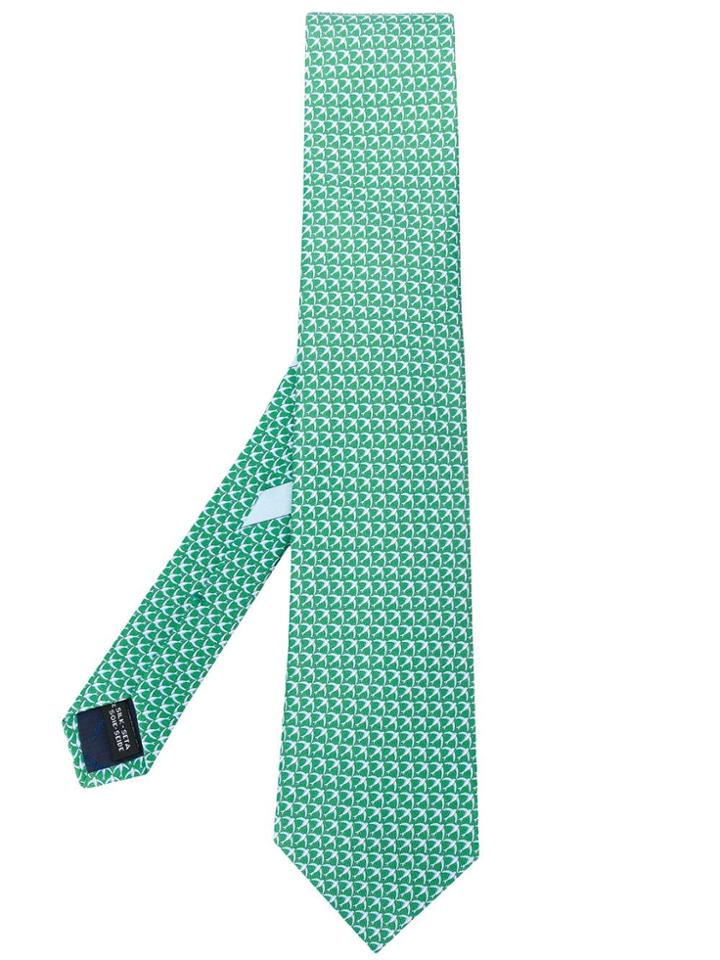 Salvatore Ferragamo Swallow Print Tie - Green