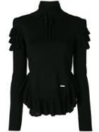 Dsquared2 - Frill Turtleneck Top - Women - Polyester/virgin Wool - Xs, Black, Polyester/virgin Wool