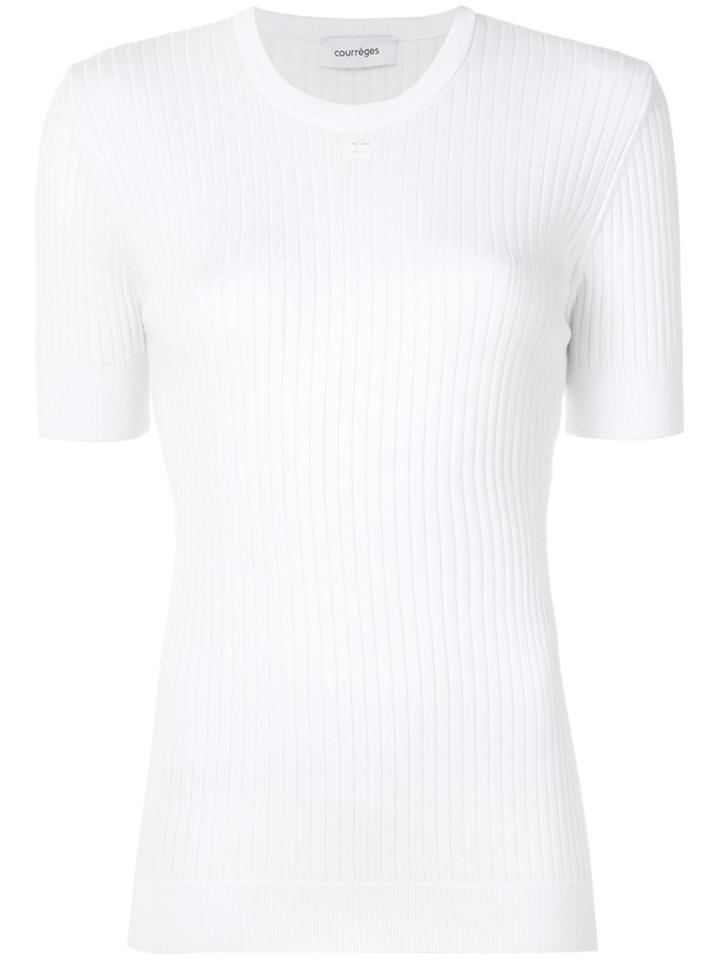 Courrèges Ribbed Half Sleeve Sweater - White