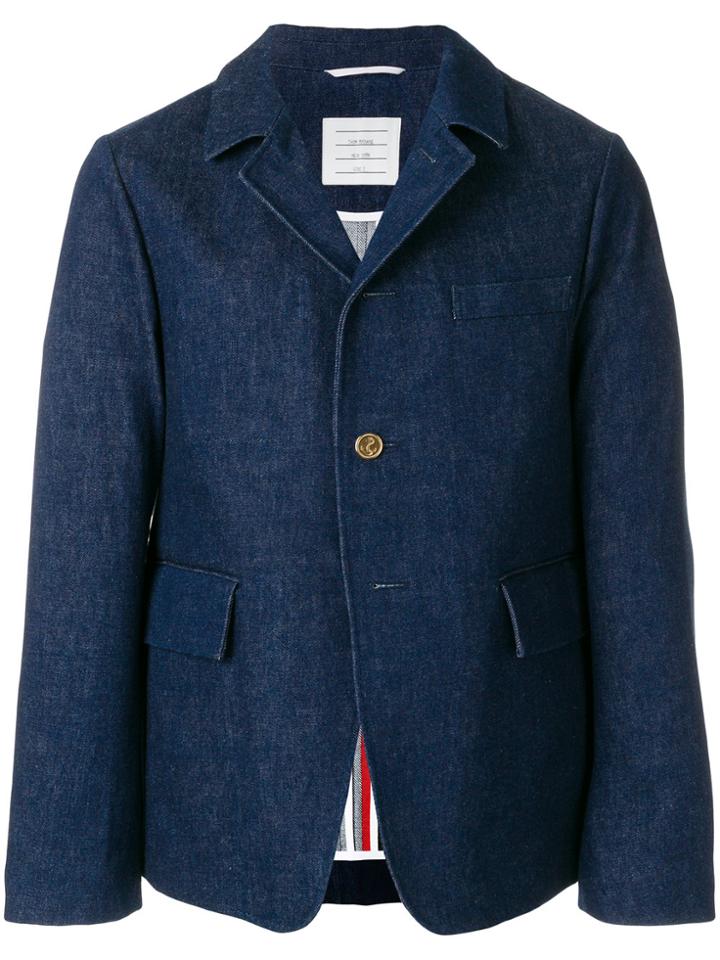 Thom Browne Denim Blazer Jacket - Blue