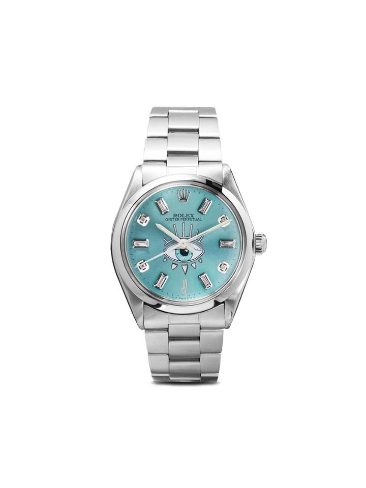 Jacquie Aiche Silver Rolex 10 Diamond Eye Watch - Metallic