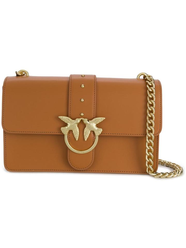 Pinko Bird Plaque Cross Body Bag - Brown