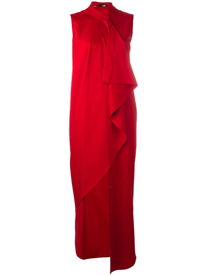 Love Moschino Draped Maxi Dress, Women's, Size: 40, Red, Viscose/polyester/spandex/elastane