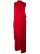 Love Moschino Draped Maxi Dress, Women's, Size: 40, Red, Viscose/polyester/spandex/elastane