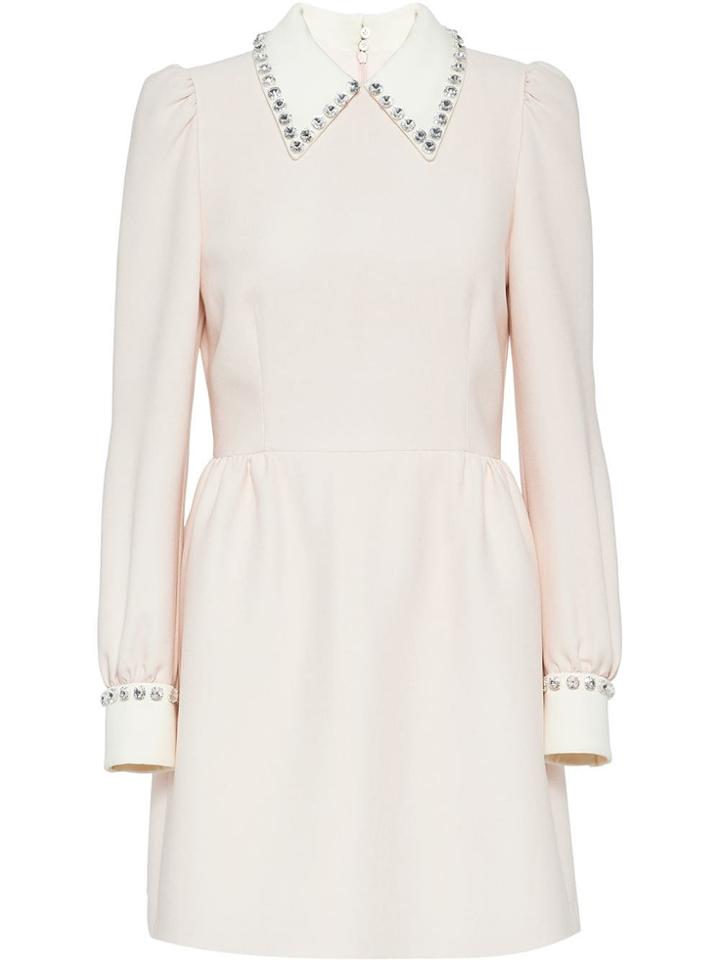Miu Miu Crystal Embellished Dress - Neutrals