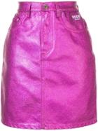 Msgm Metallic Denim Skirt - Purple