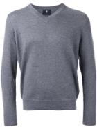 Kent & Curwen Logo Embroidery V-neck Jumper - Grey