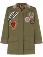 Dolce & Gabbana Badge Patch Collared Button Down Military Jacket -
