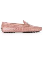 Tod's Crocodile Effect Loafers - Pink & Purple