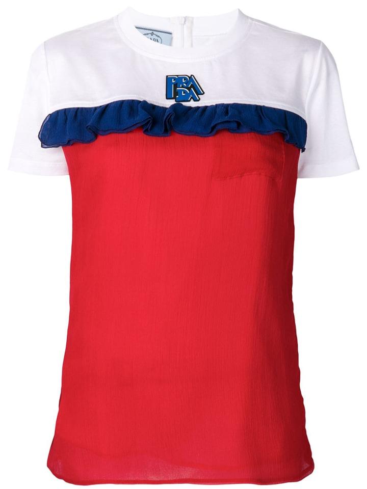 Prada Ruffle-trimmed T-shirt - Red